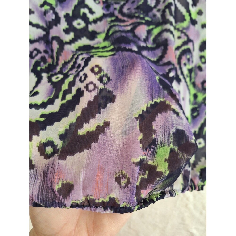 Quintessential Women's Large Top Paisley Cropped Sheer Dolman Buttons Boxy Retro - Picture 7 of 11